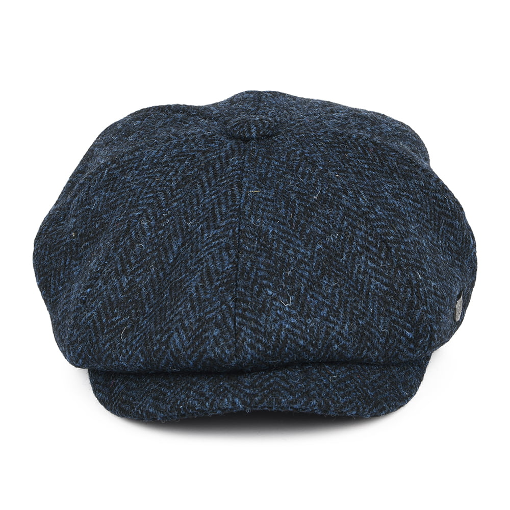 Gorra Newsboy Carloway de Harris Tweed diseño de espiga de Failsworth - Azul