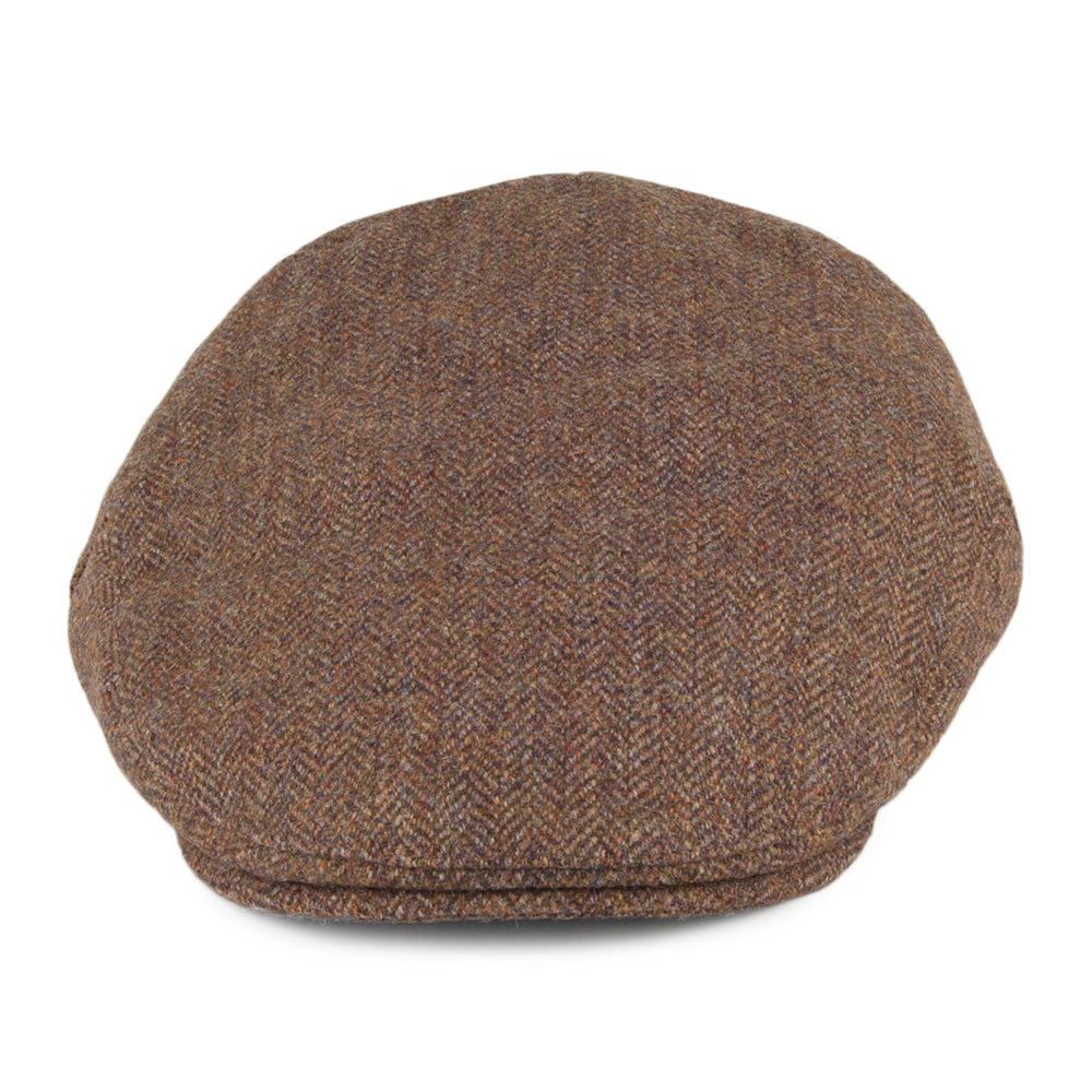 Gorra plana diseño de espiga Balmoral Country Tweed de Christys - Oliva-Marrón