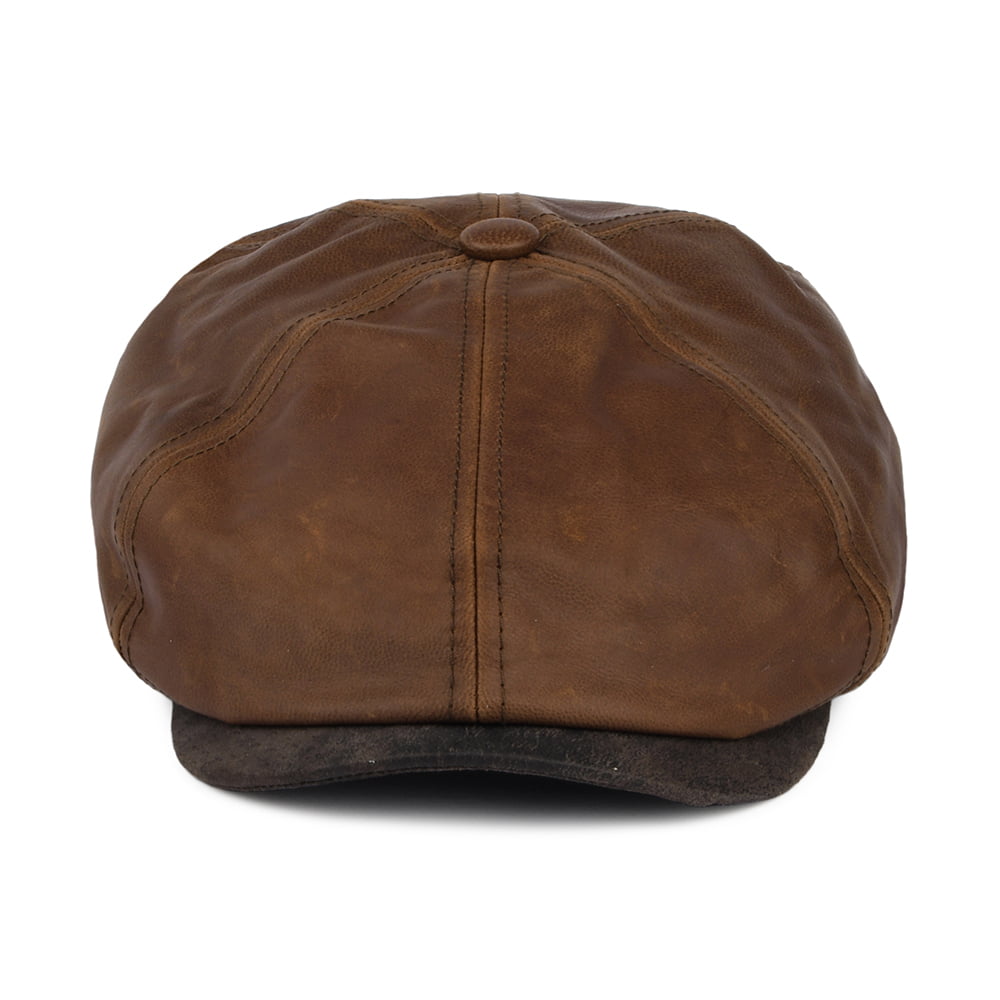 Gorra plana Fulton de piel de Jaxon & James - Marrón