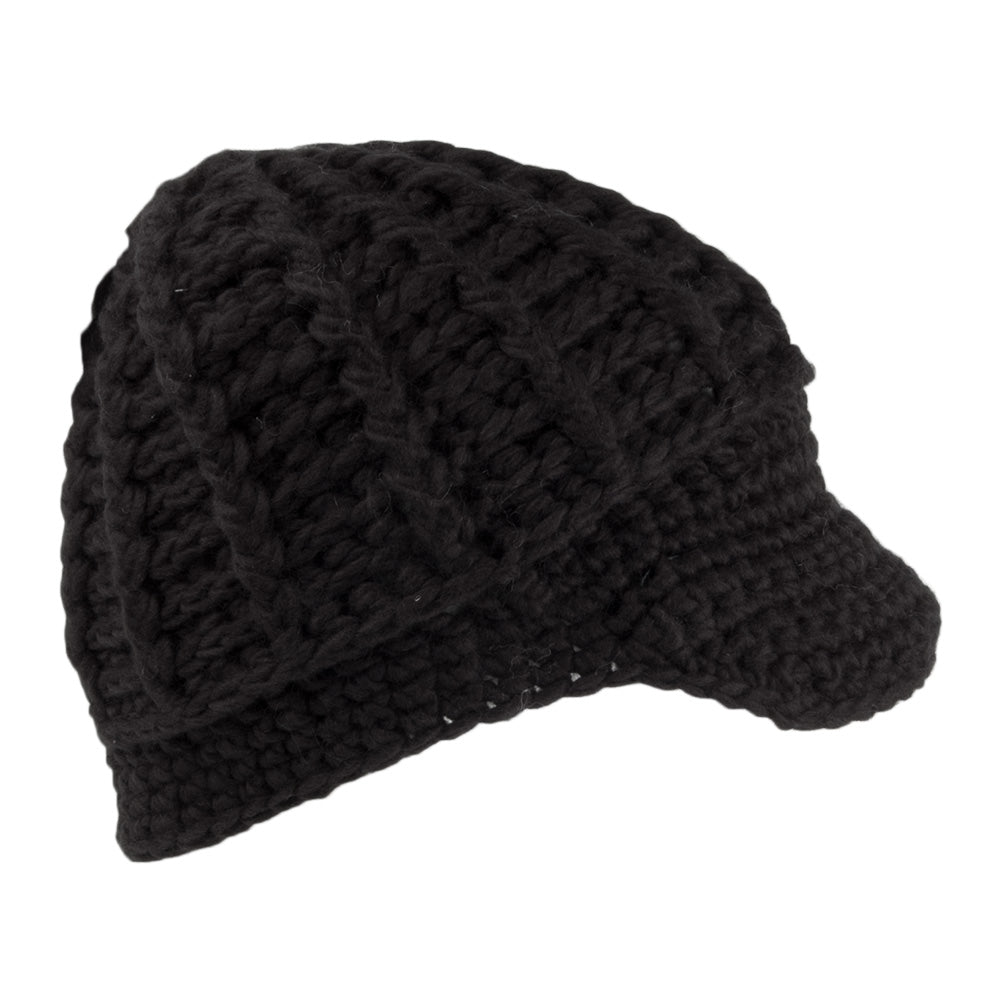 Gorro Beanie con visera Letizia Crochet de Scala - Negro