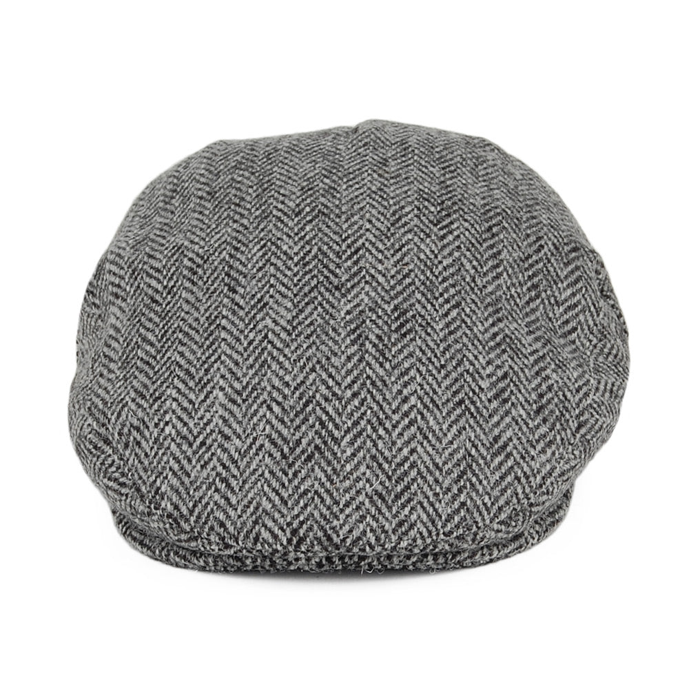 Gorra plana Kinloch de Tweed Harris diseño de espiga de Jaxon & James - Negro-Gris