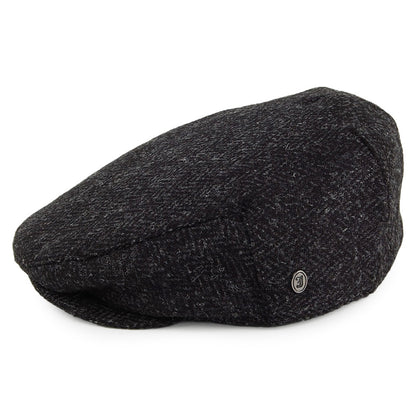 Gorra plana Dunvegan de Tweed Harris diseño de espiga de Jaxon & James - Negro-Antracita