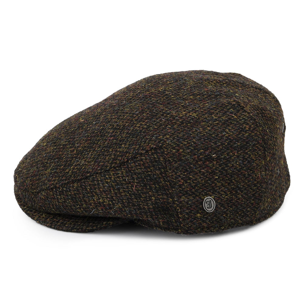 Gorra plana Ferness de Harris Tweed de Jaxon & James - Musgo-Marrón