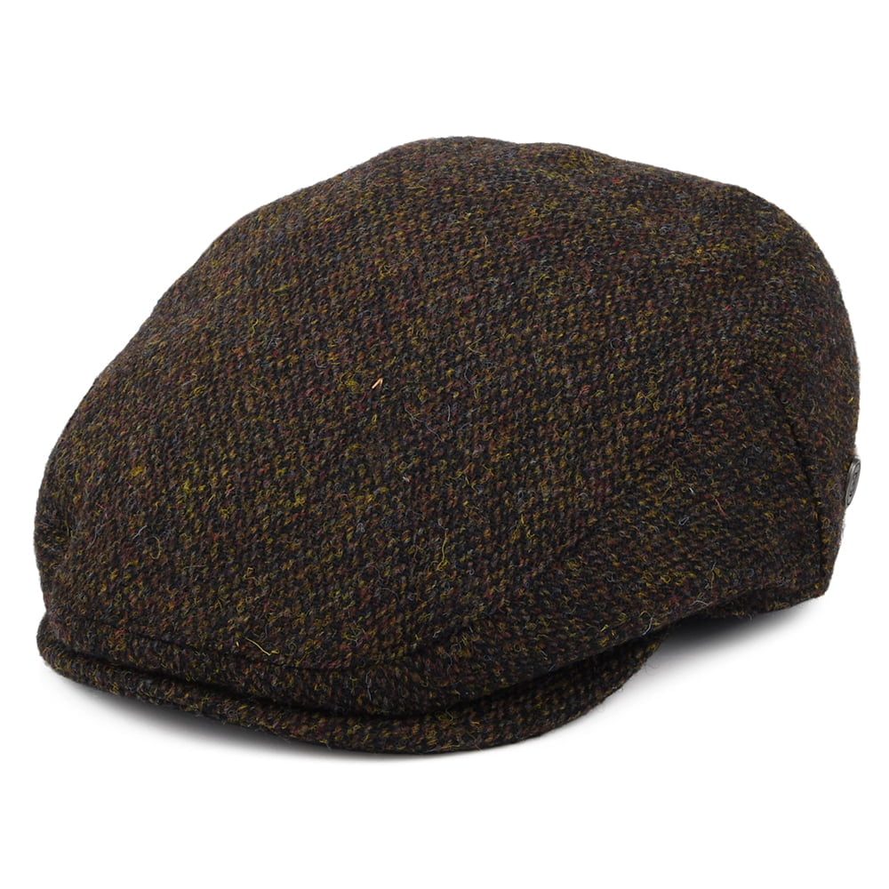 Gorra plana Ferness de Harris Tweed de Jaxon & James - Musgo-Marrón