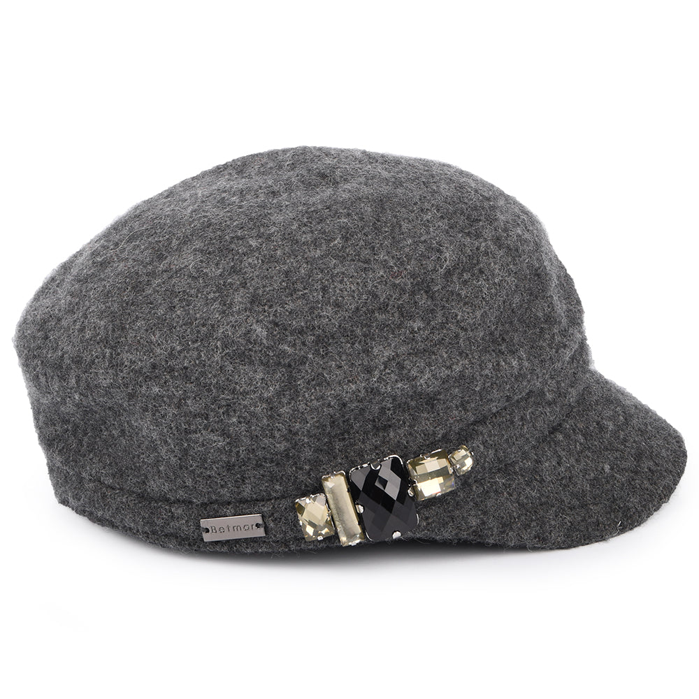 Gorra Baker Boy Rhinestone de Betmar - Gris