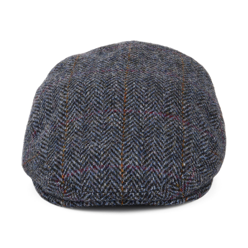 Gorra plana de Harris Tweed diseño de espiga de City Sport - Azul Marino-Azul