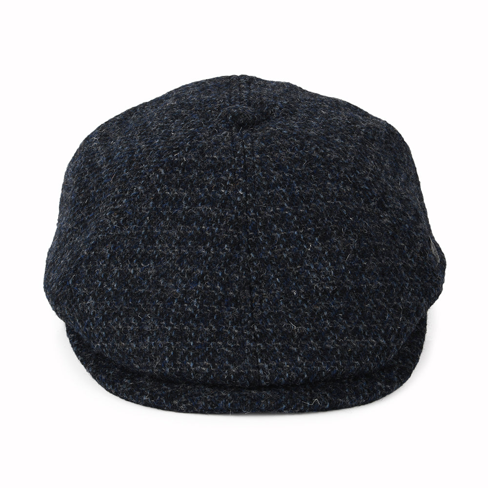 Gorra Newsboy Hudson de Harris Tweed a cuadros de Failsworth - Azul Marino