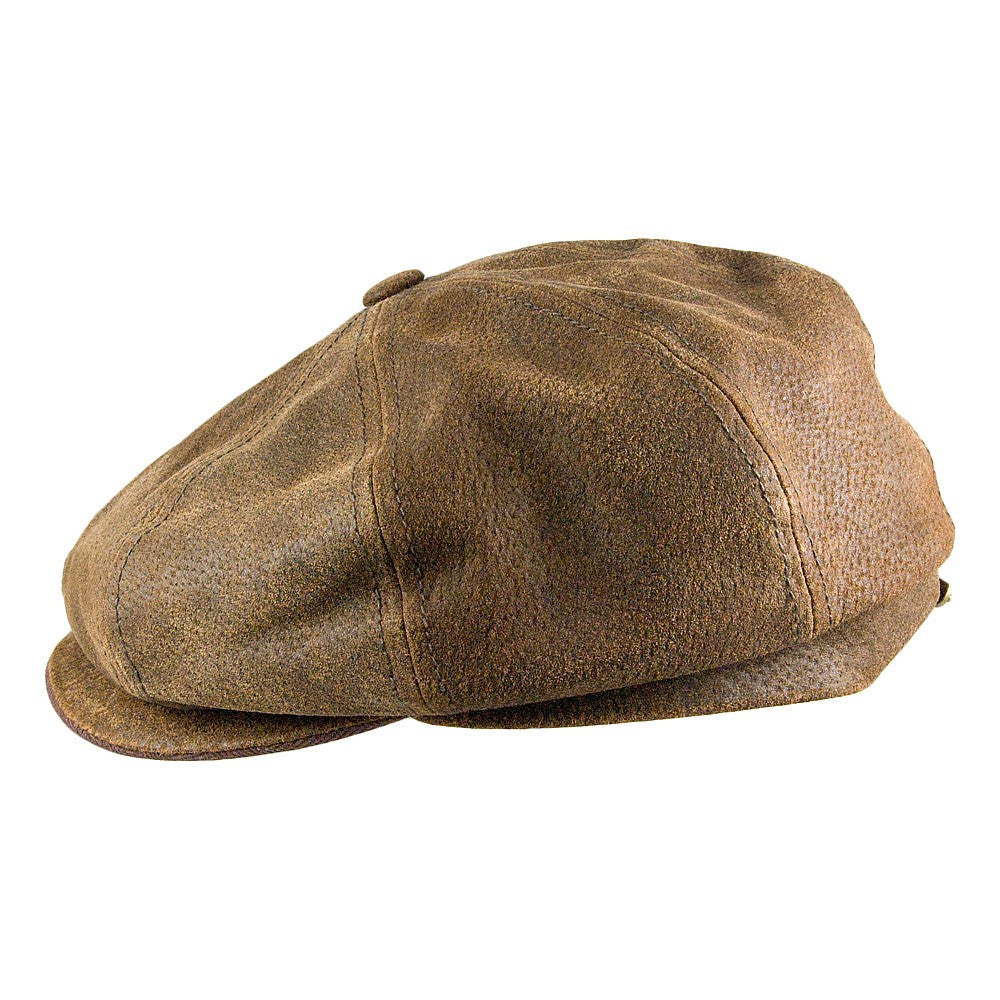 Gorra Newsboy Burney de piel de Stetson - Marrón