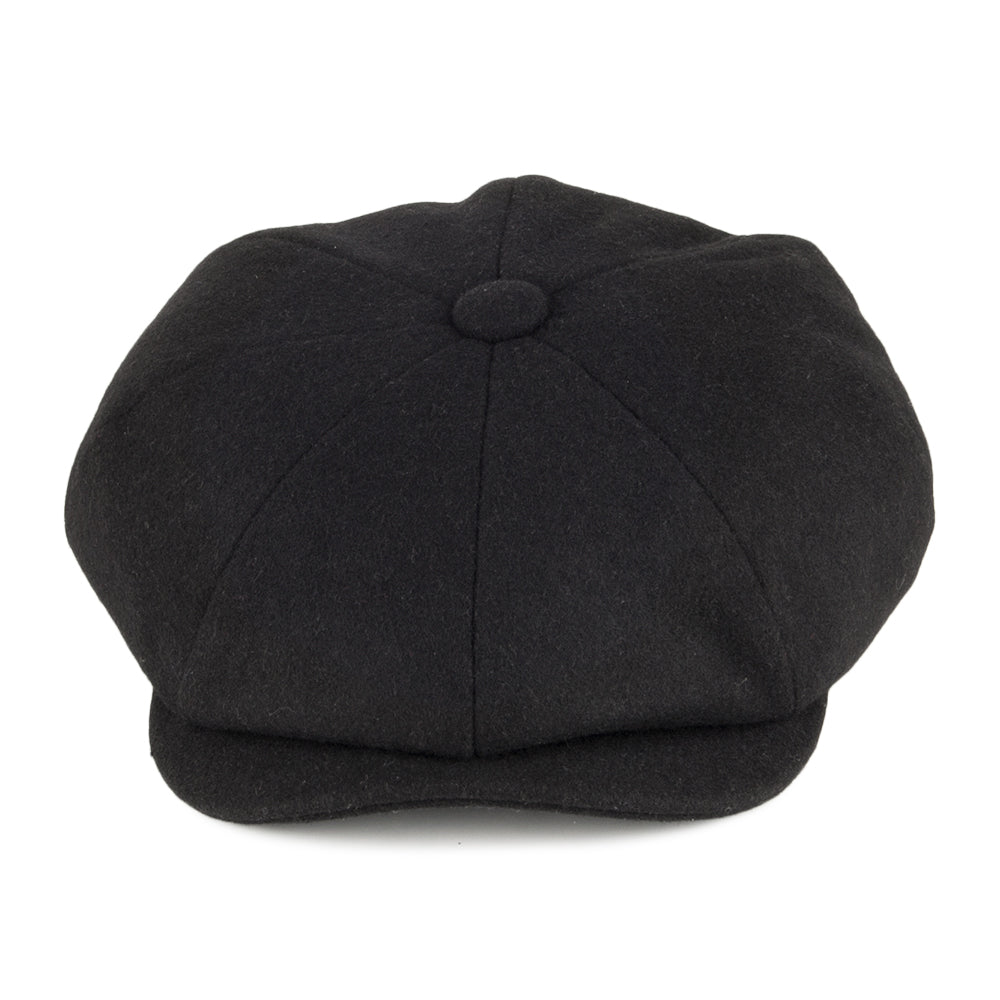 Gorra Newsboy de lana Melton de Christys - Negro