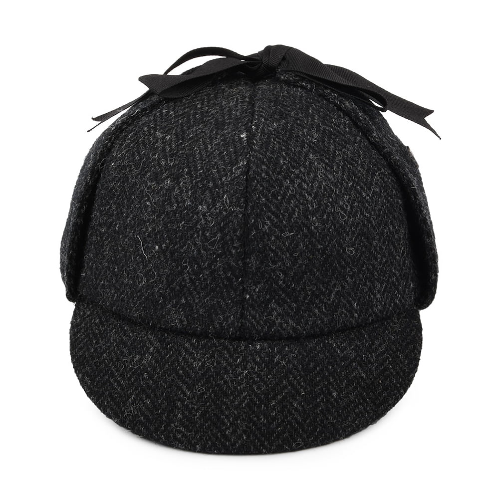 Gorra Sherlock Holmes de Harris Tweed de Jaxon & James - Negro-Antracita