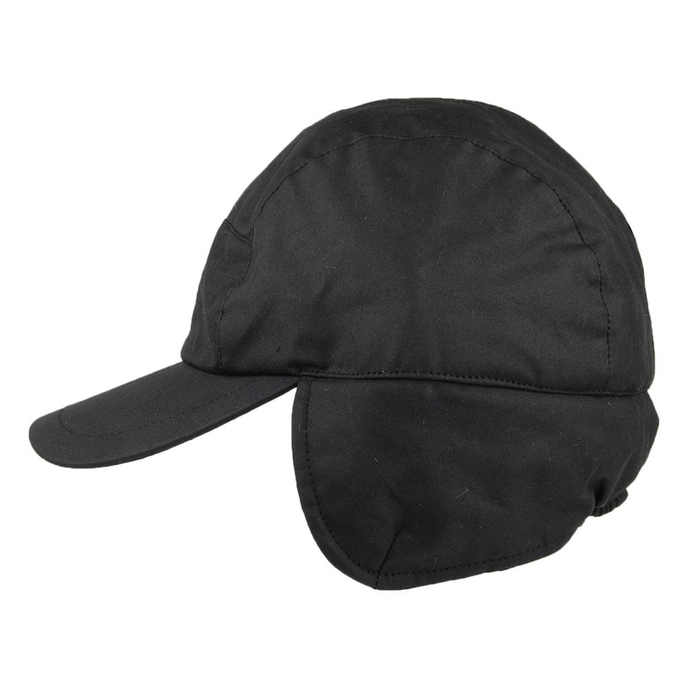 Gorra de béisbol Lumberjack con orejera de algodón encerado de Failsworth - Negro