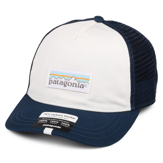 Gorra Trucker mujeres Pastel P-6 Label Layback de Patagonia - Blanco-Azul