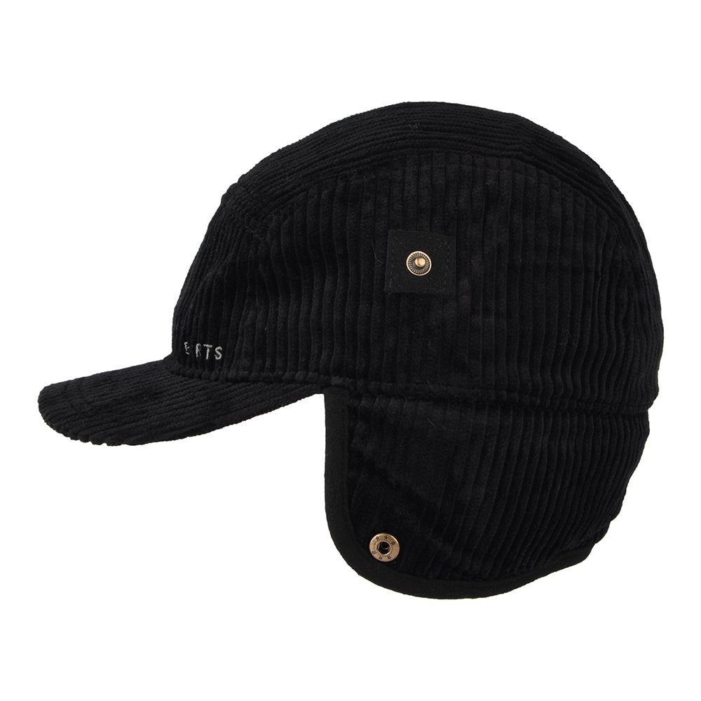 Gorra 5 paneles Rayner de pana con orejeras de Barts - Negro