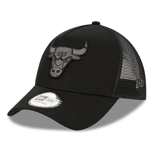 Gorra Trucker 9FORTY A-Frame NBA Black On Black Logo Chicago Bulls de New Era - Negro