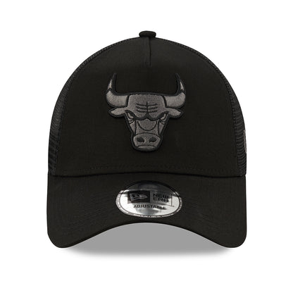 Gorra Trucker 9FORTY A-Frame NBA Black On Black Logo Chicago Bulls de New Era - Negro