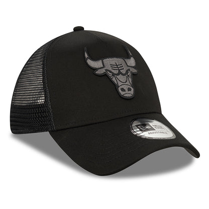 Gorra Trucker 9FORTY A-Frame NBA Black On Black Logo Chicago Bulls de New Era - Negro