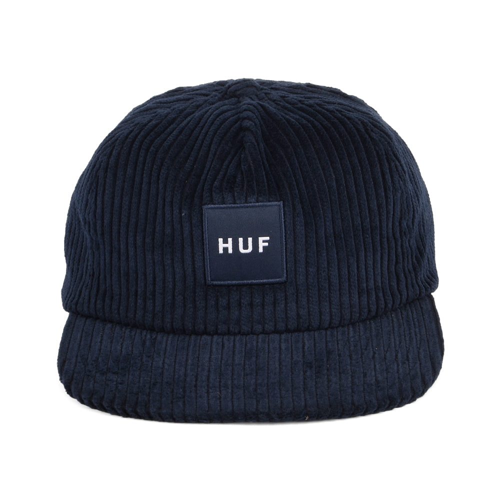 Gorra de béisbol Box Logo visera plana de pana de HUF - Azul Marino