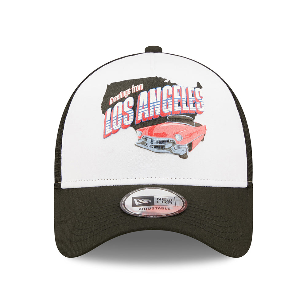 Gorra Trucker 9FORTY Repreve US State Wordmark Los Angeles de New Era - Negro-Blanco