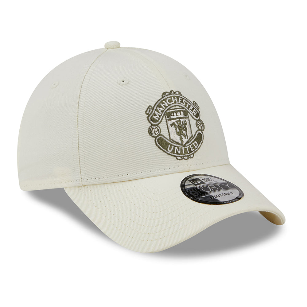 Gorra de béisbol 9FORTY Seasonal Manchester United FC de New Era - Blanco Roto-Oliva