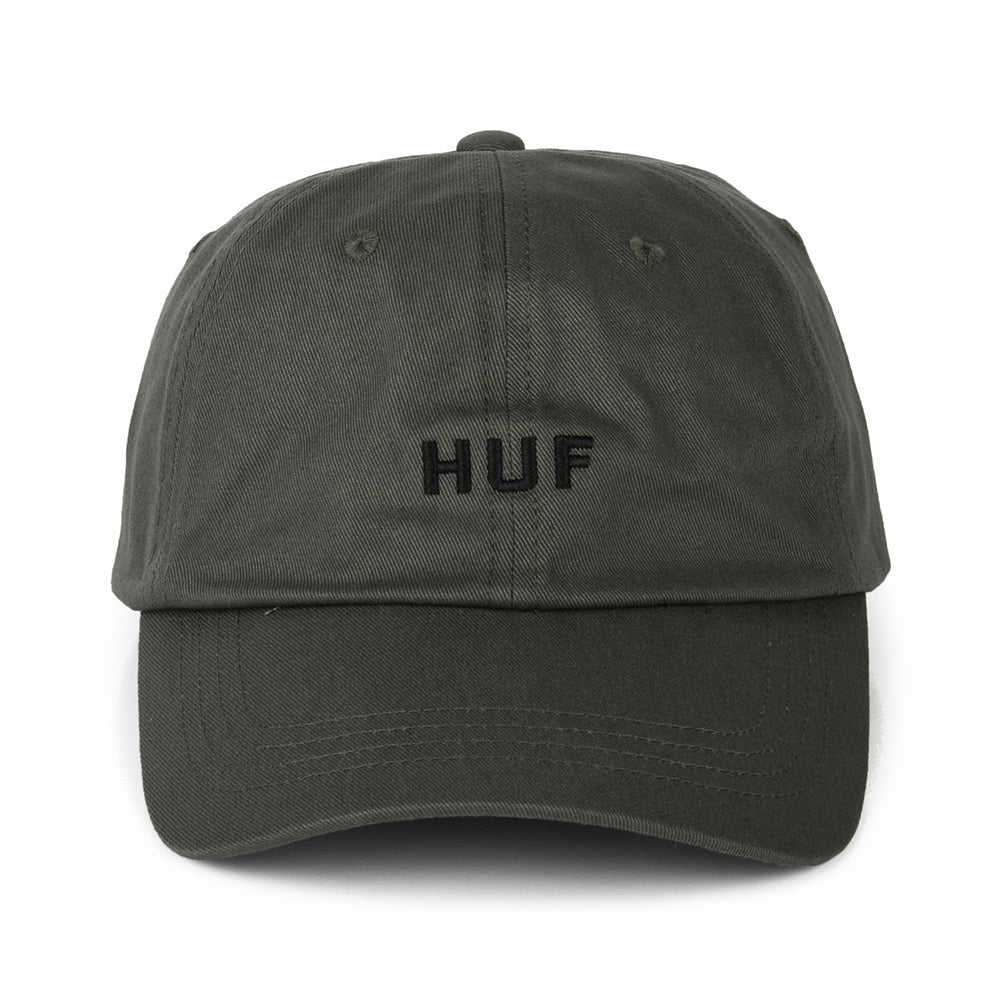 Gorra de béisbol Original Logo visera curvada de algodón de HUF - Verde Oliva