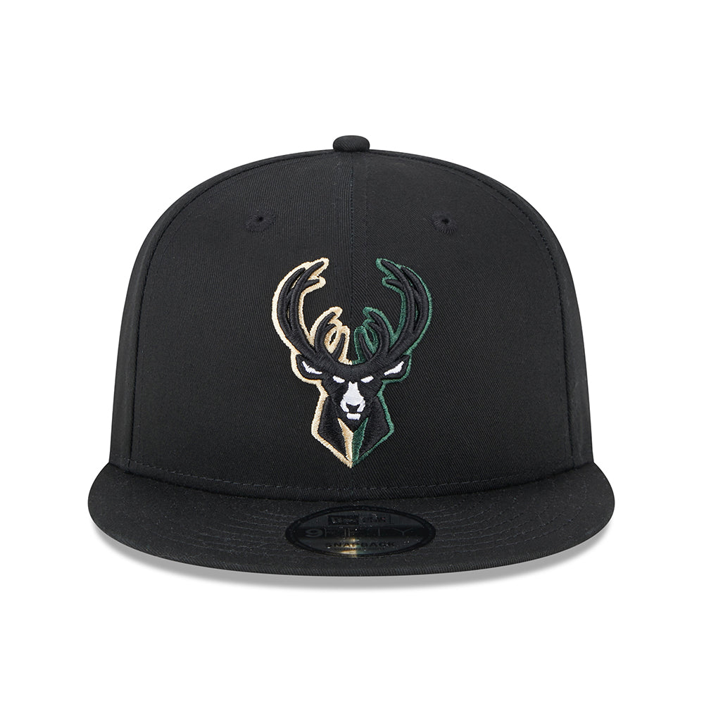 Gorra ajustable 9FIFTY NBA Split Logo Milwaukee Bucks de New Era - Negro