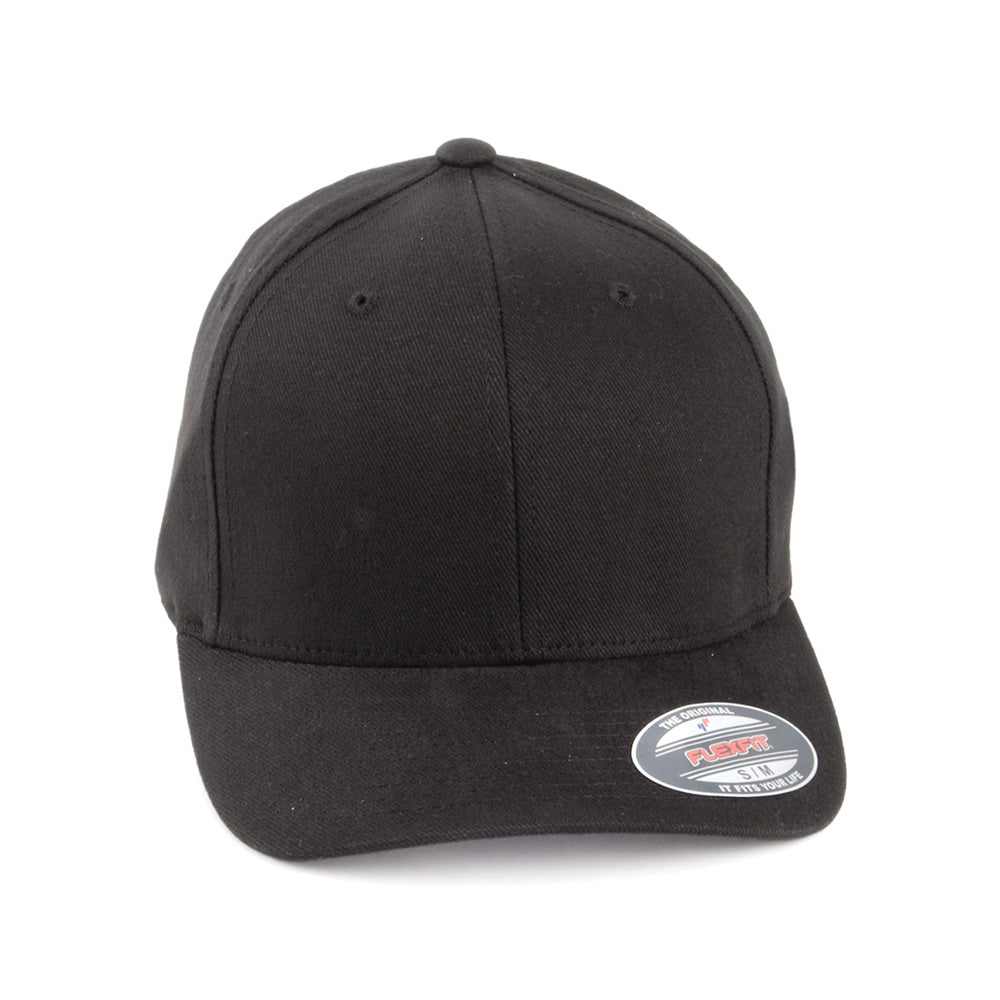 Gorra de béisbol de sarga de algodón de FlexFit Mid-Pro - Negro