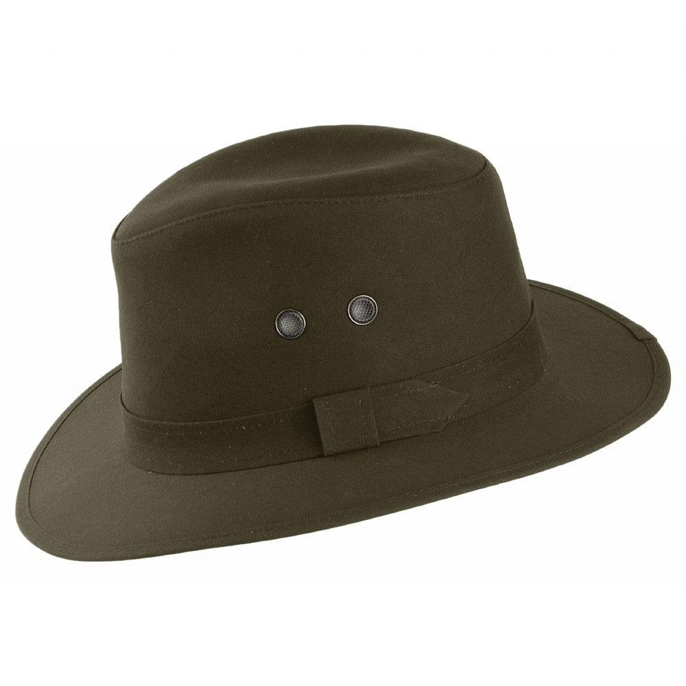 Sombrero Fedora Waxed Drifter repelente al agua de Failsworth - Verde Oliva