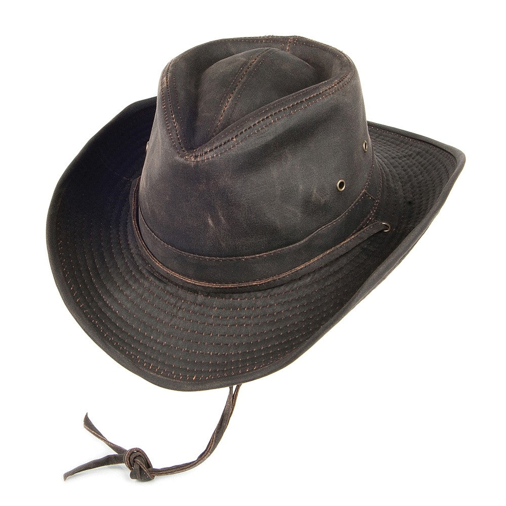 Sombrero Outback impermeable de algodón de Dorfman-Pacific - Marrón