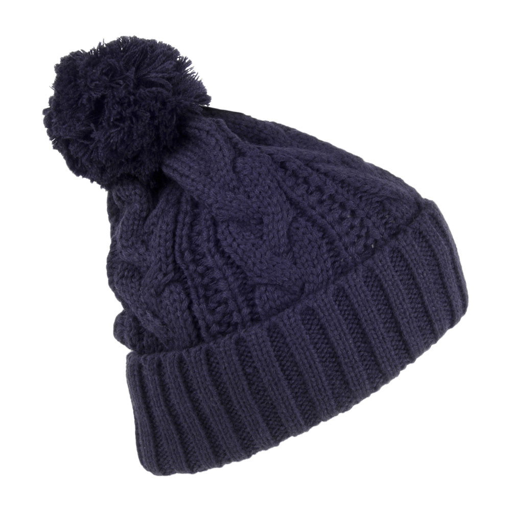 Gorro con pompón de punto cable de Jaxon & James - Azul Marino