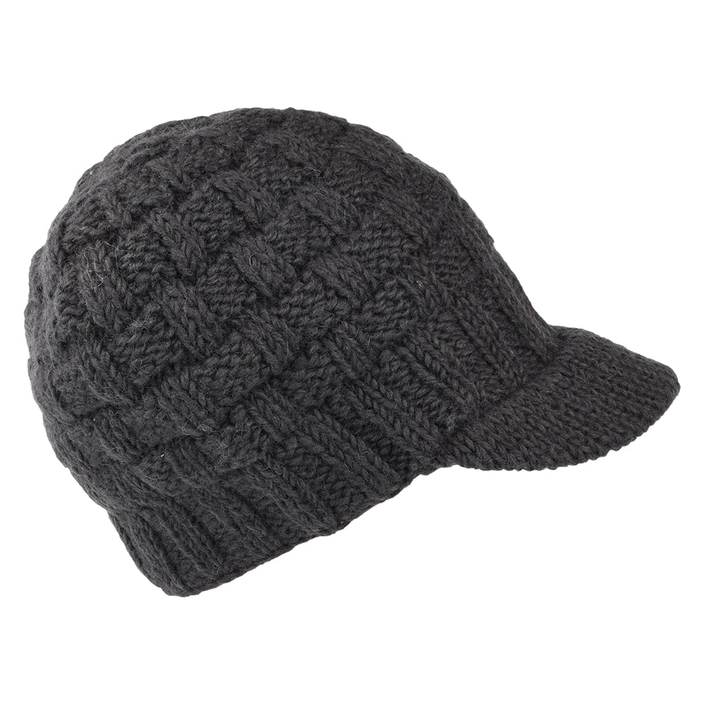 Gorro Beanie con visera Basket Weave de Kusan - Antracita