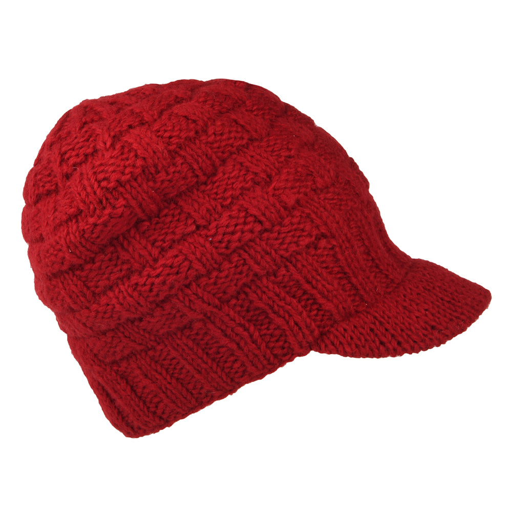 Gorro Beanie con visera Basket Weave de Kusan - Rojo