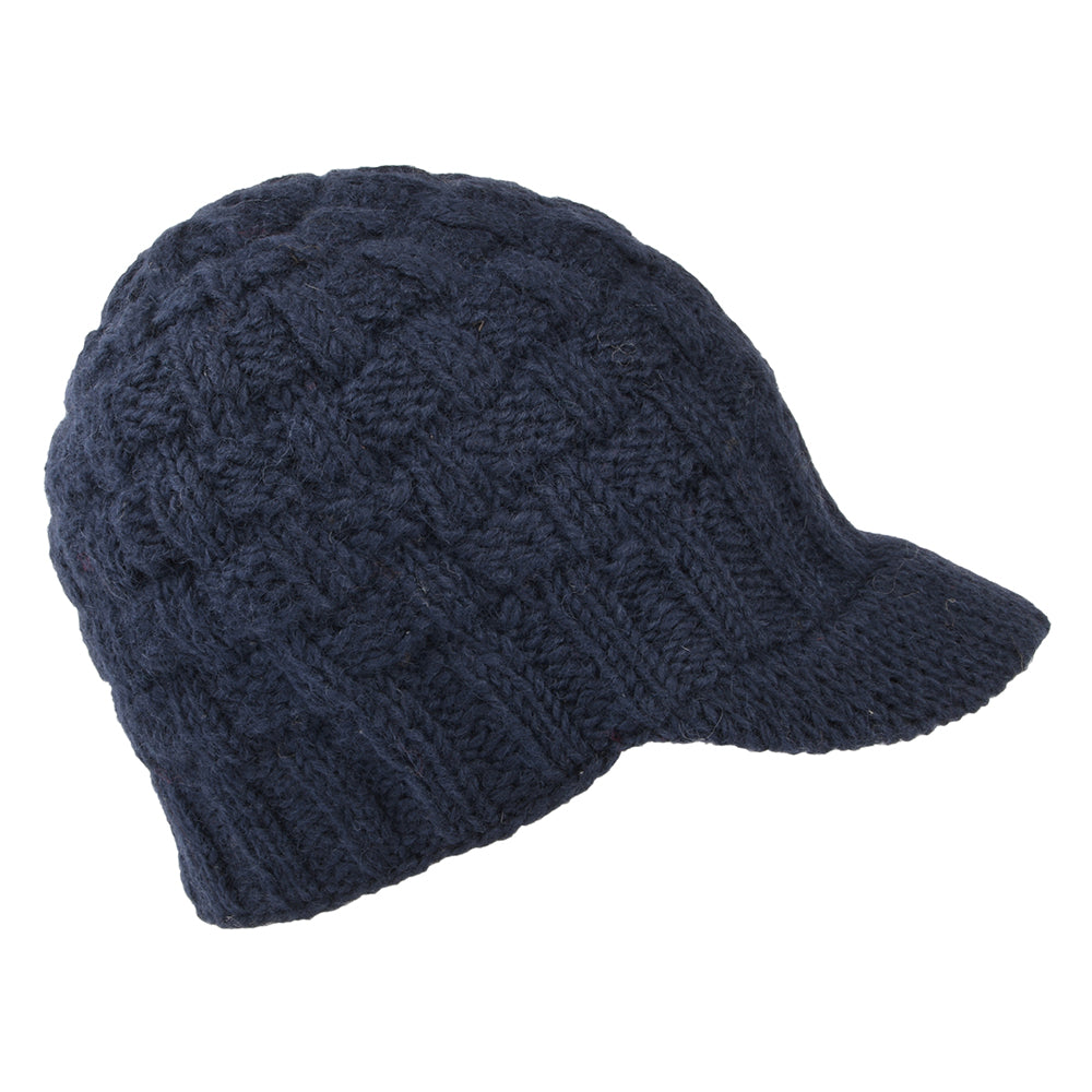 Gorro Beanie con visera Basket Weave de Kusan - Azul Marino