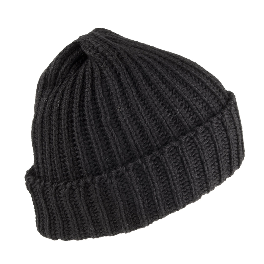 Gorro Beanie de pescador de lana Merino de Highland 2000 - Negro