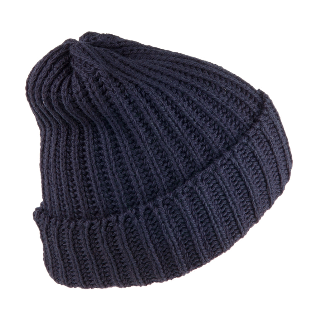 Gorro Beanie de pescador de lana Merino de Highland 2000 - Azul Marino