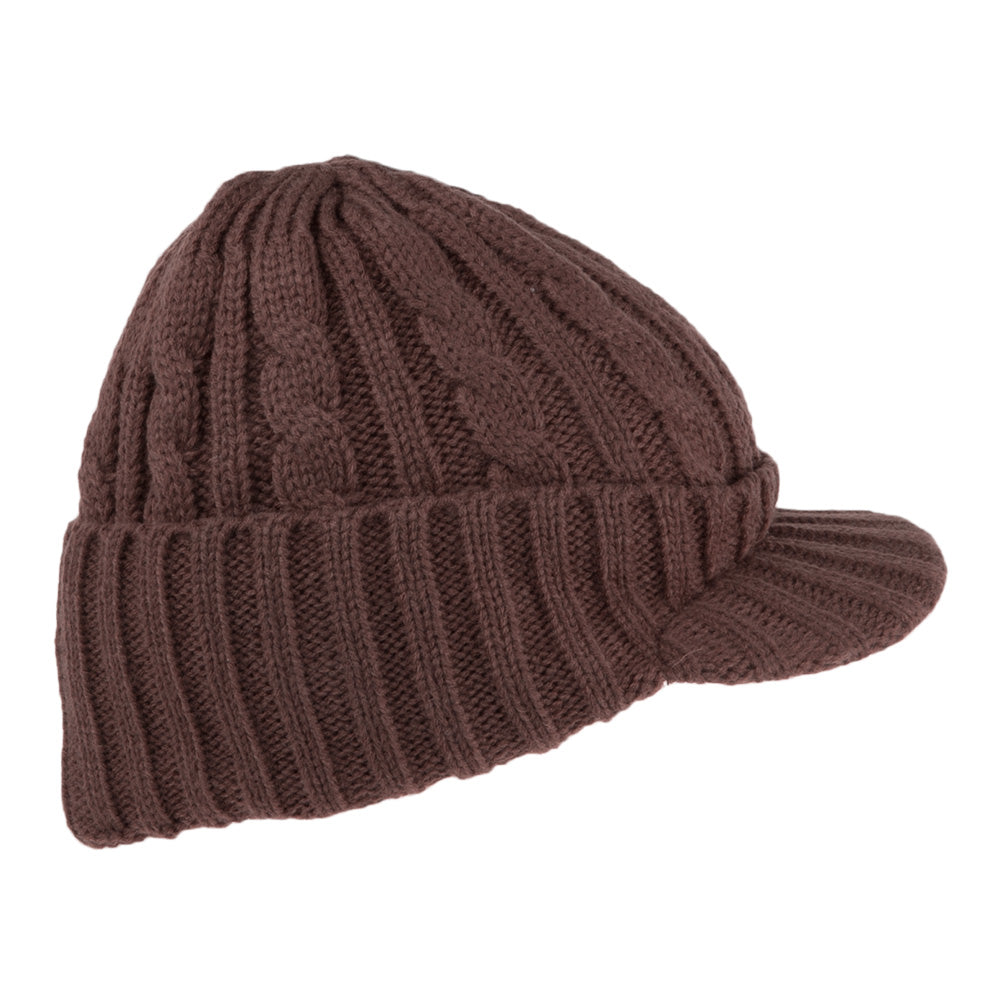 Gorro Beanie con pico de punto cable de Jaxon & James - Café