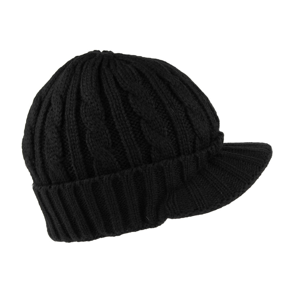 Gorro Beanie con pico de punto cable de Jaxon & James - Negro