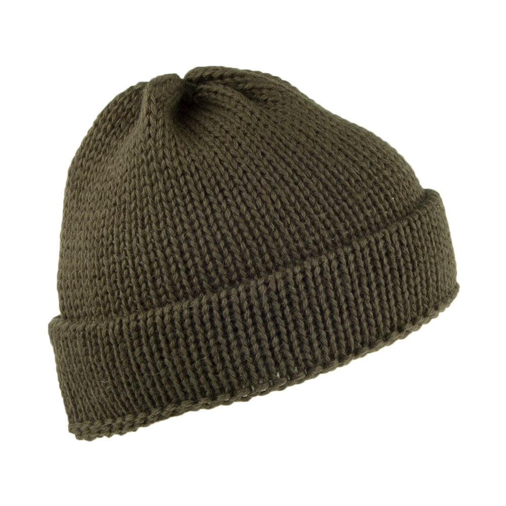 Gorro Beanie Short Fishermans de lana inglesa de Highland 2000 - Verde Oliva