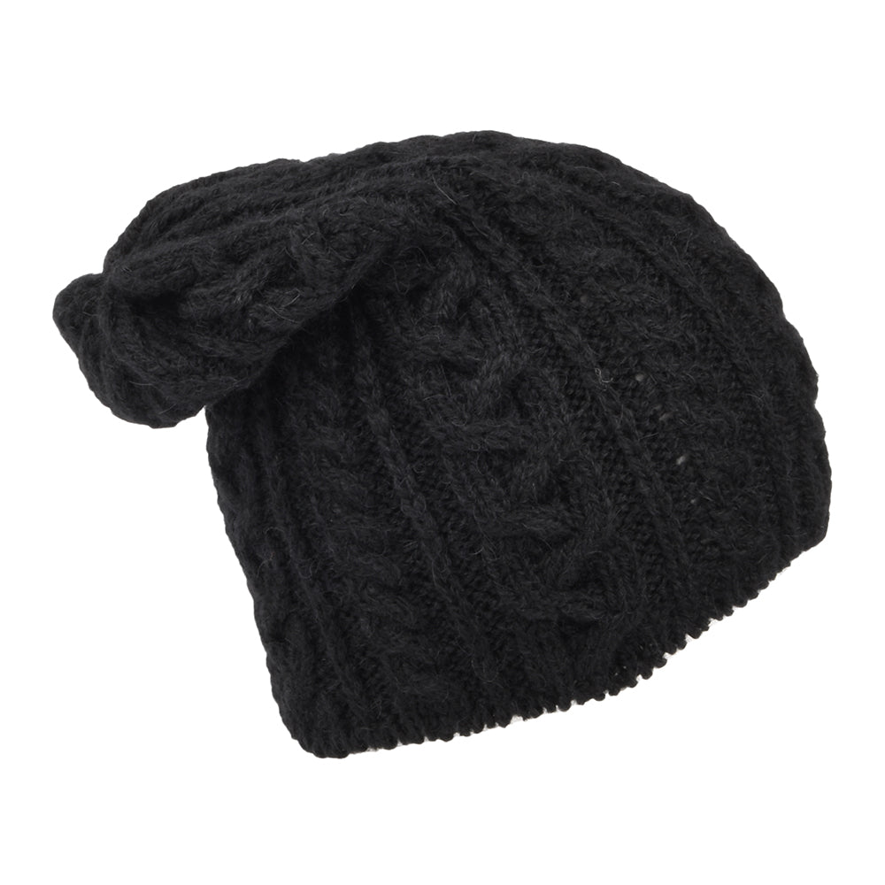 Gorro Beanie Super Soft Slouch Oversized de lana de alpaca de Highland 2000 - Negro