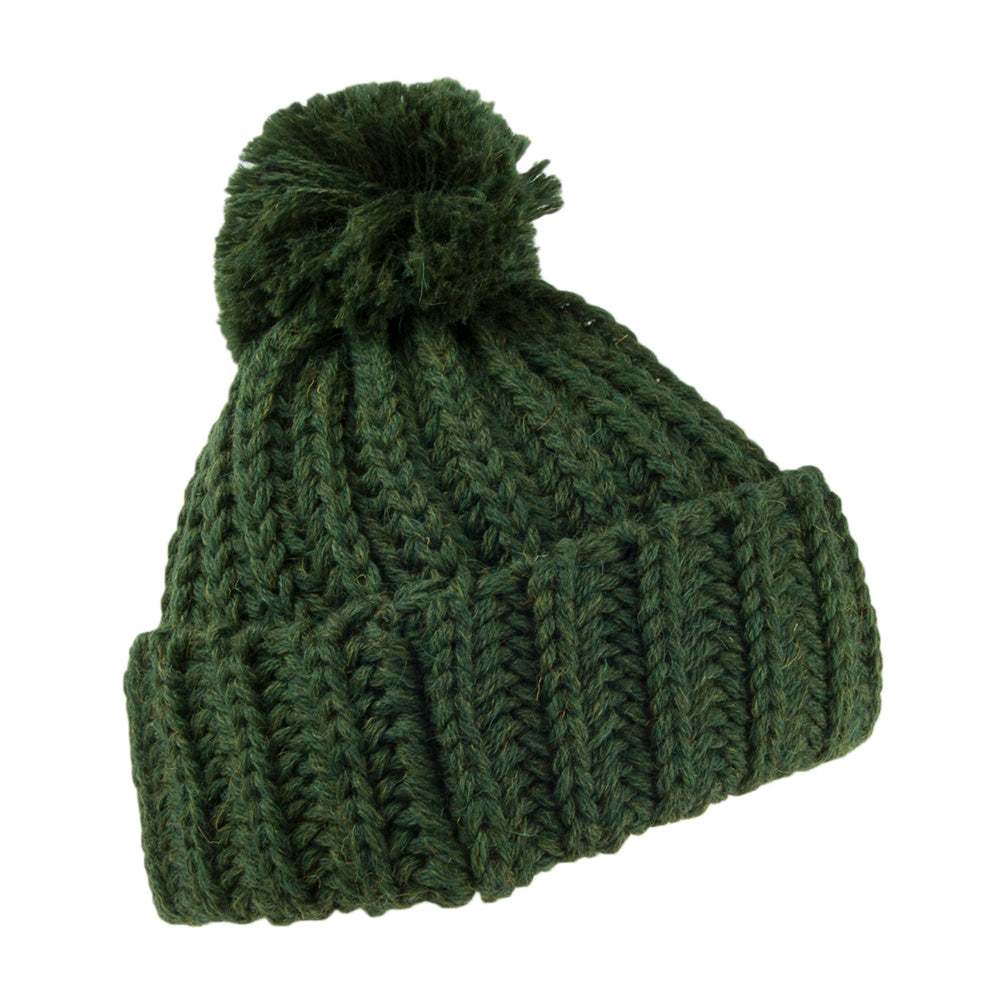 Gorro con pompón Cuffed de lana inglesa Chunky de Highland 2000 - Bosque