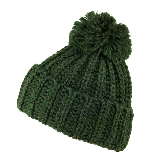 Gorro con pompón Cuffed de lana inglesa Chunky de Highland 2000 - Bosque