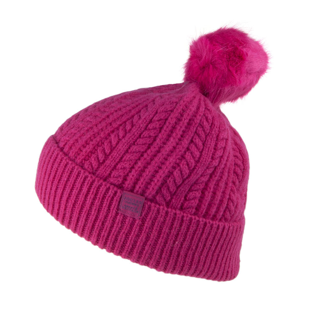 Gorro con pompón sintético de punto cable de Joules - Rosa