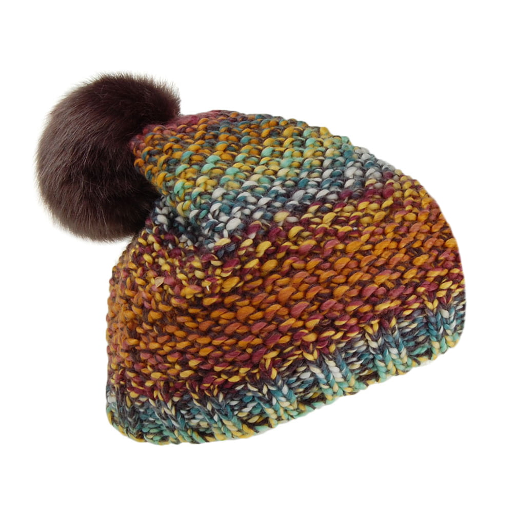 Gorro con pompón Flake de pompón piel sintética de Barts - Amarillo-Morado-Negro