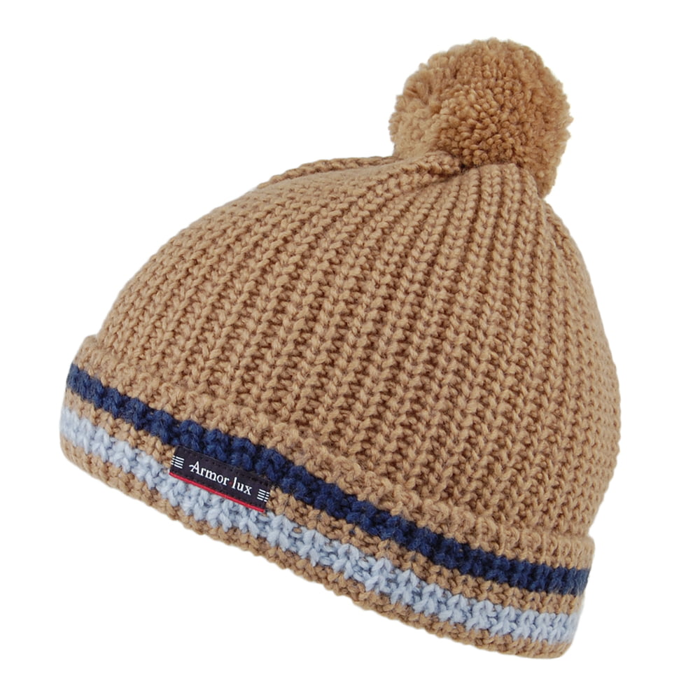 Gorro con pompón Hiver de Armor Lux - Beige Arena-Azul