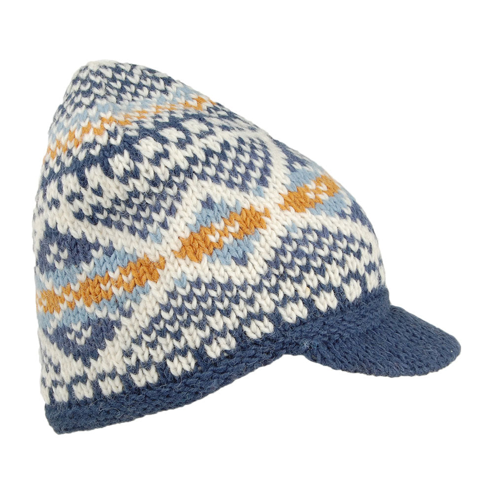 Gorro Beanie con visera Brooklyn Fair Isle de Kusan - Azul