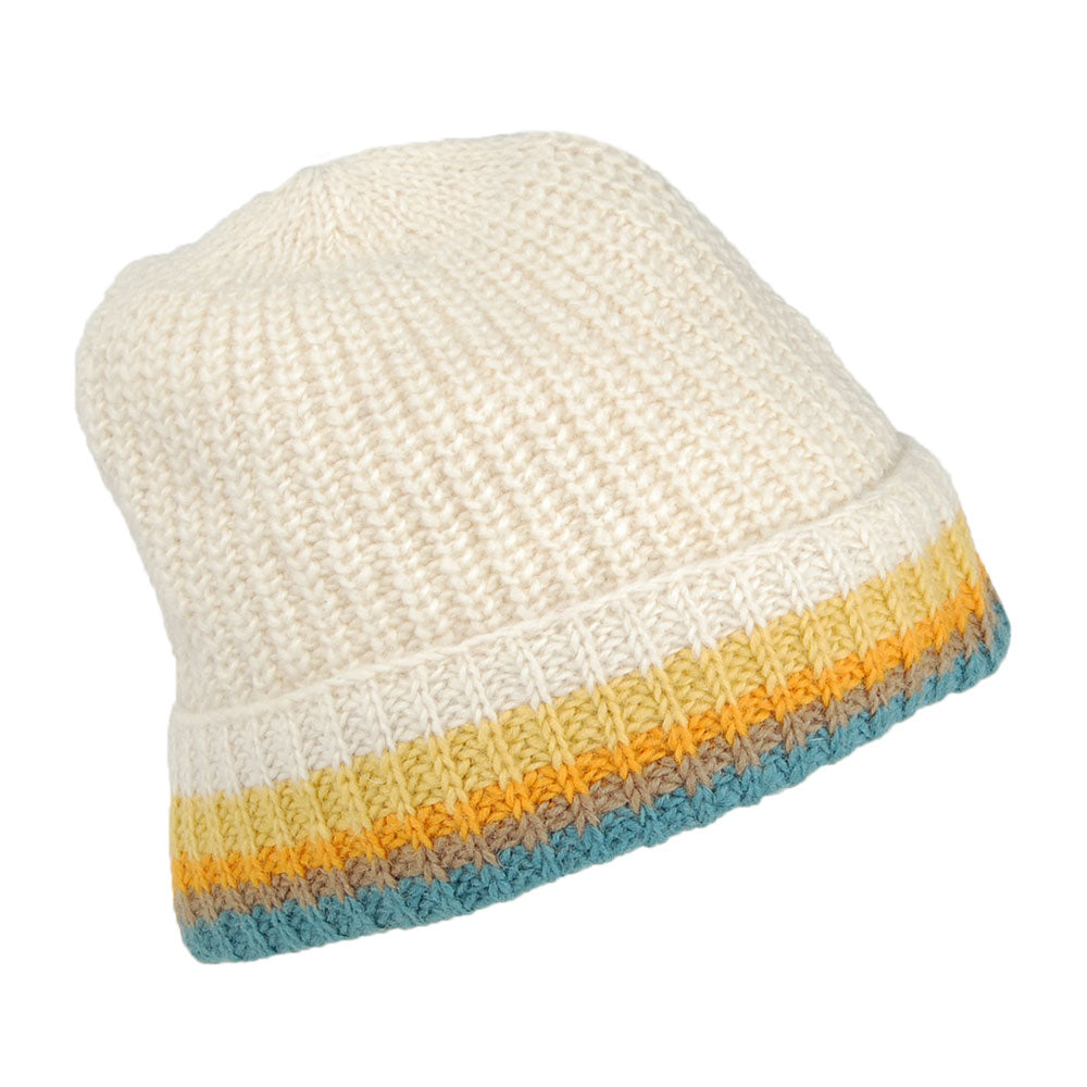 Gorro Beanie Turn Up Cuff tejido de Kusan - Crema-Multi