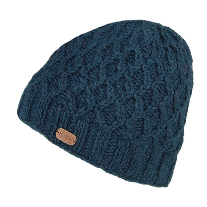 Gorro Beanie Brooklyn de punto cable de Kusan - Azul Verdoso Oscuro