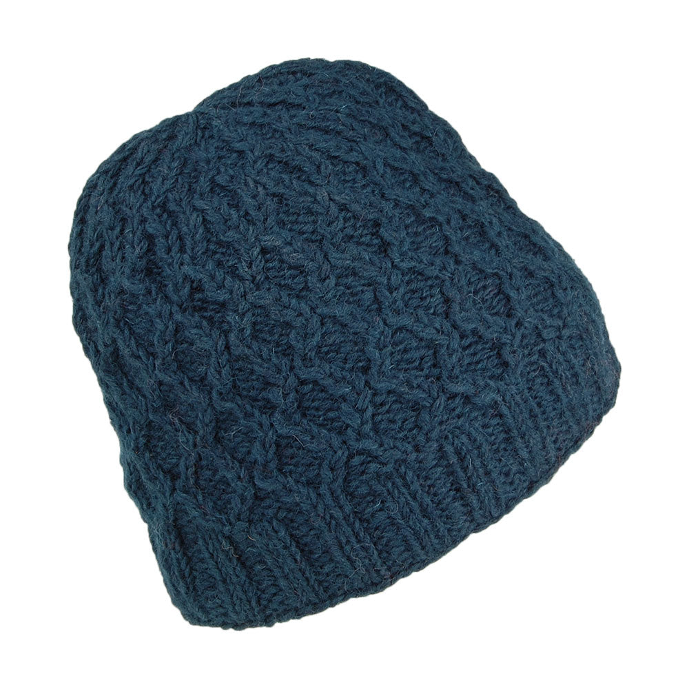 Gorro Beanie Brooklyn de punto cable de Kusan - Azul Verdoso Oscuro