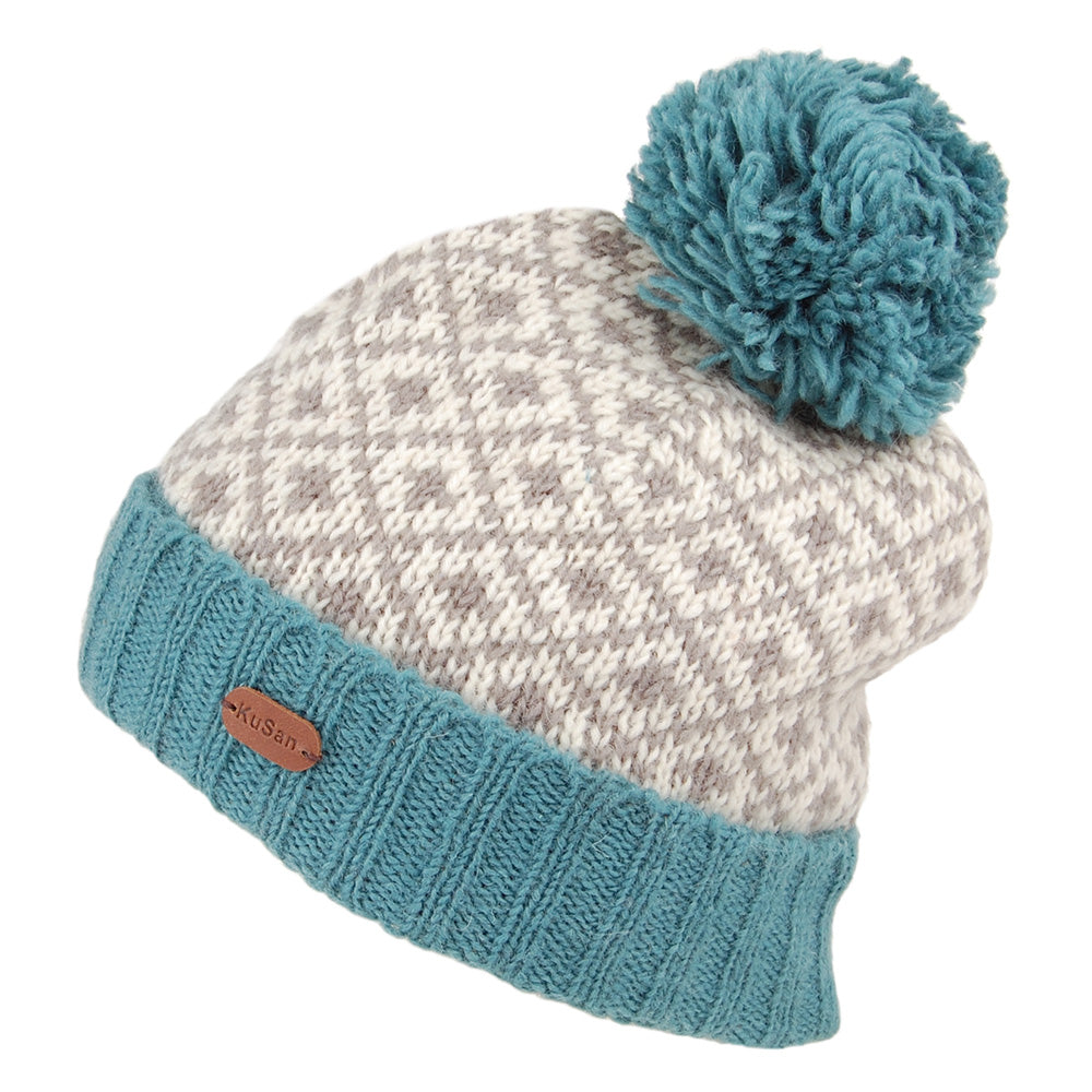 Gorro con pompón Fleur de Lis de Kusan - Agua