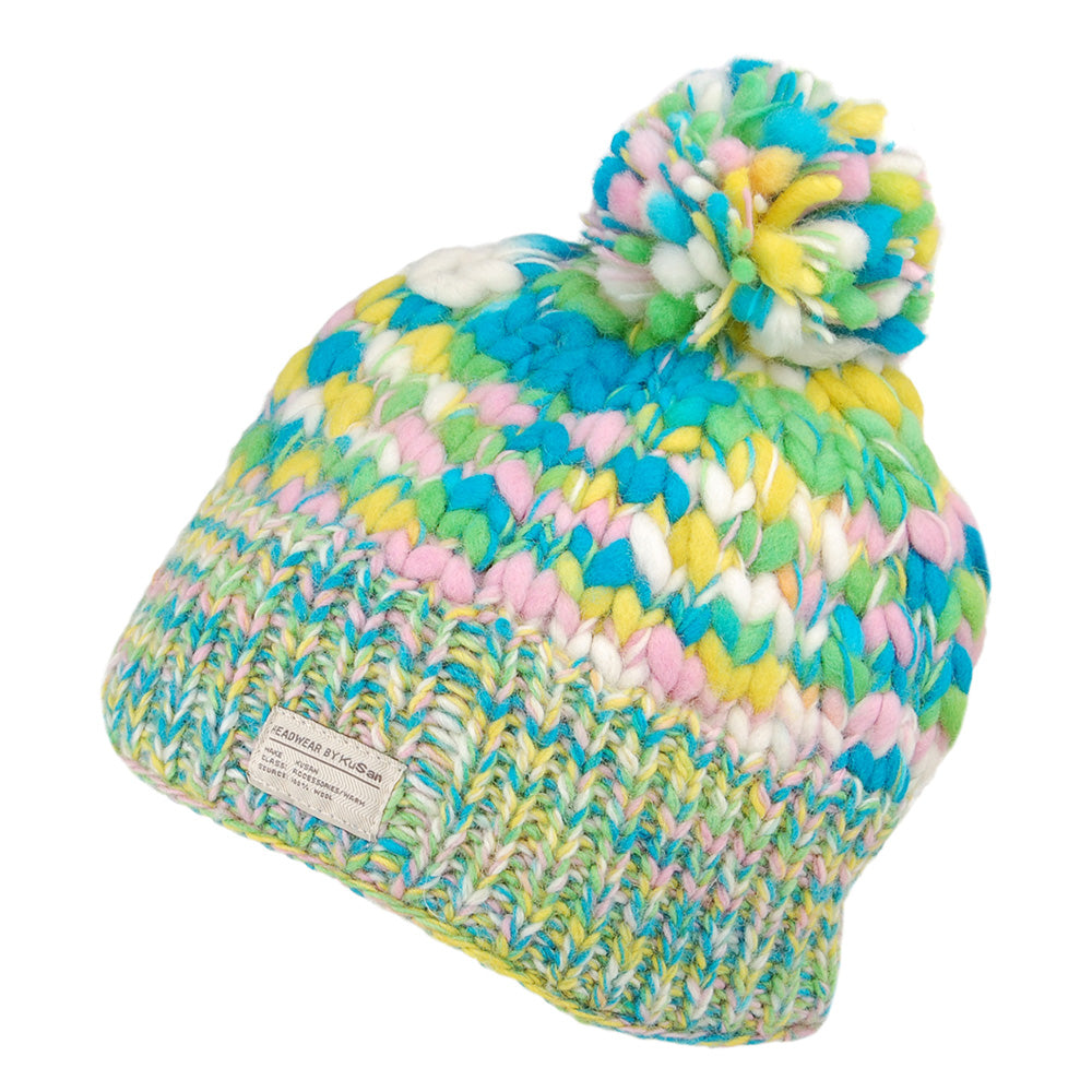 Gorro con pompón de hilo desigual de Kusan - Dorado