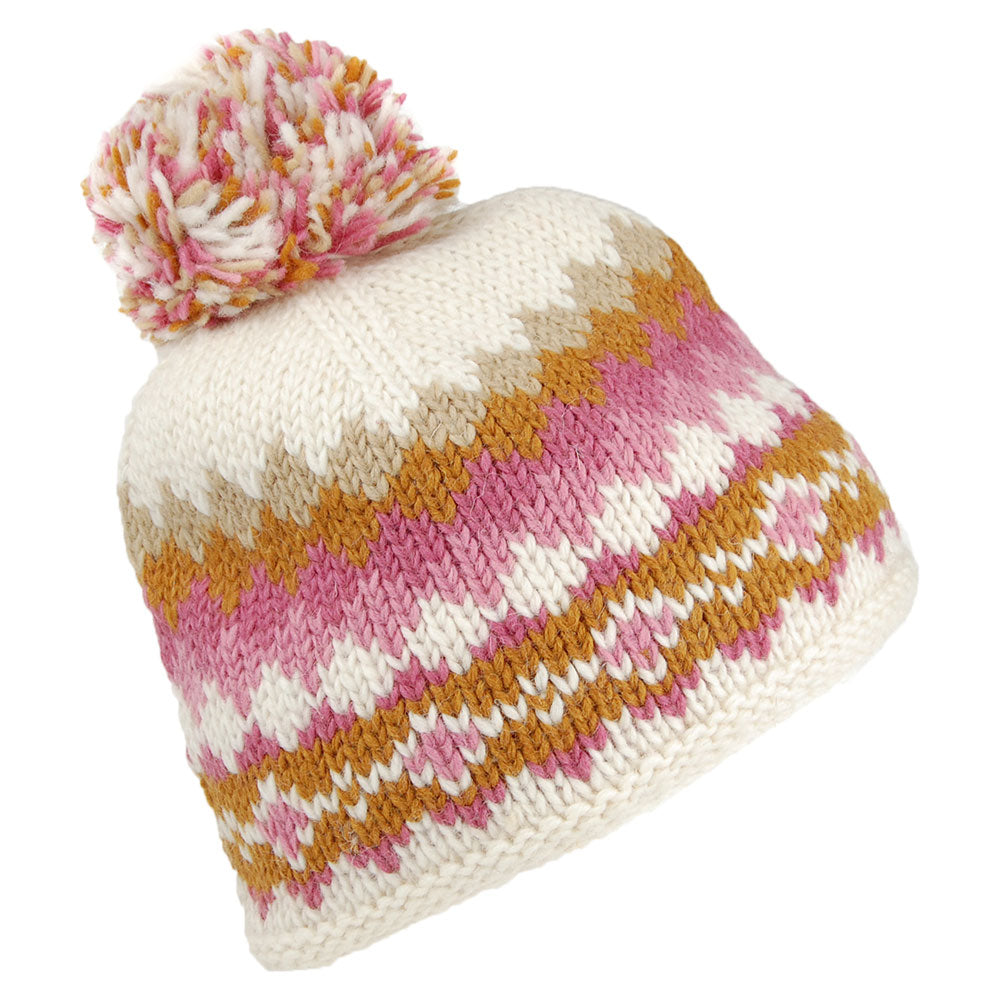 Gorro con pompón Short de Kusan - Caramelo-Crema